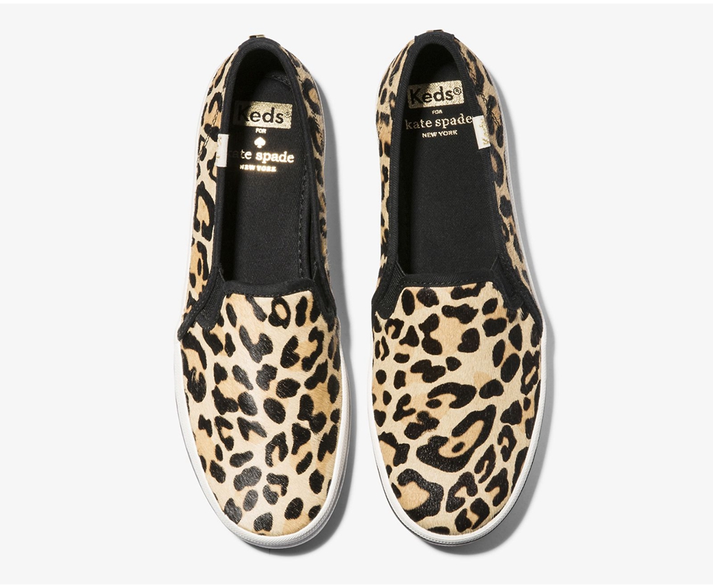 Womens Keds Slip Ons - Kate Spade new york Calf Hair Slip On - Leopard - 7581-YBICN